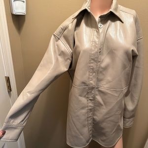 Aritiza Beige Babaton Pelli Shirt Jacket